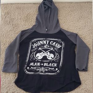 Zion Rootswear Johnny Cash Charcoal Hoodie Size S